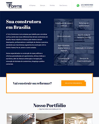 Site da Forte Construtora, reformas e construções